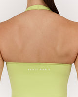 SEAMLESS PLUNGE HALTER TOP - SOFT LIME