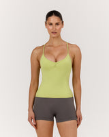 SEAMLESS STRAPPY BACK TOP - SOFT LIME