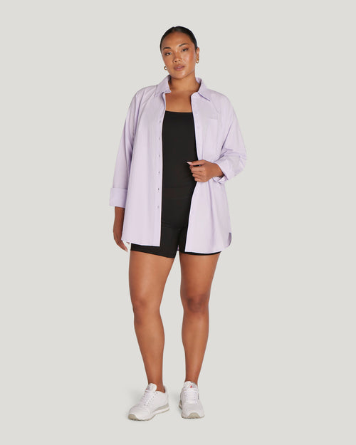 OVERSIZED BUTTON UP SHIRT - LIGHT LILAC