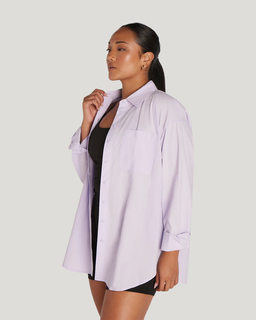 OVERSIZED BUTTON UP SHIRT - LIGHT LILAC