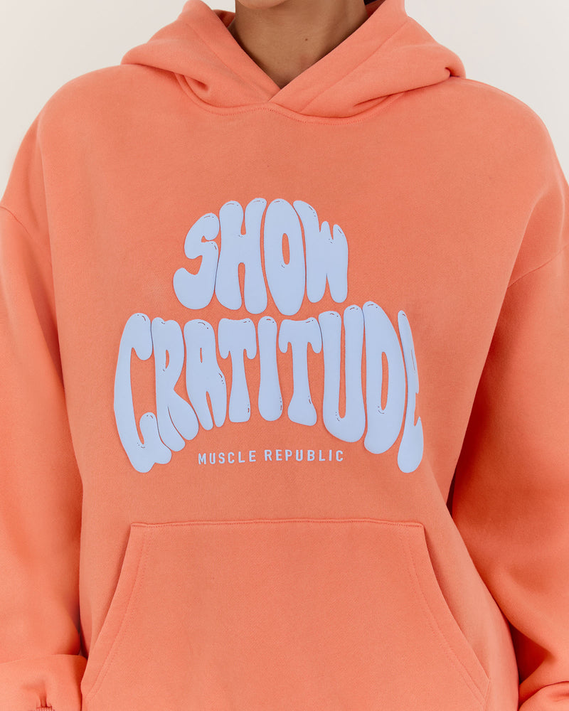 SHOW GRATITUDE OVERSIZED HOODIE - PEACH