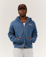 BOXY ZIP UP HOODIE - BLUE SLATE SIDELINE