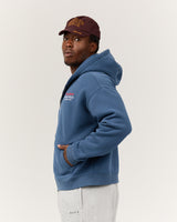 BOXY ZIP UP HOODIE - BLUE SLATE SIDELINE