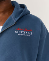 BOXY ZIP UP HOODIE - BLUE SLATE SIDELINE