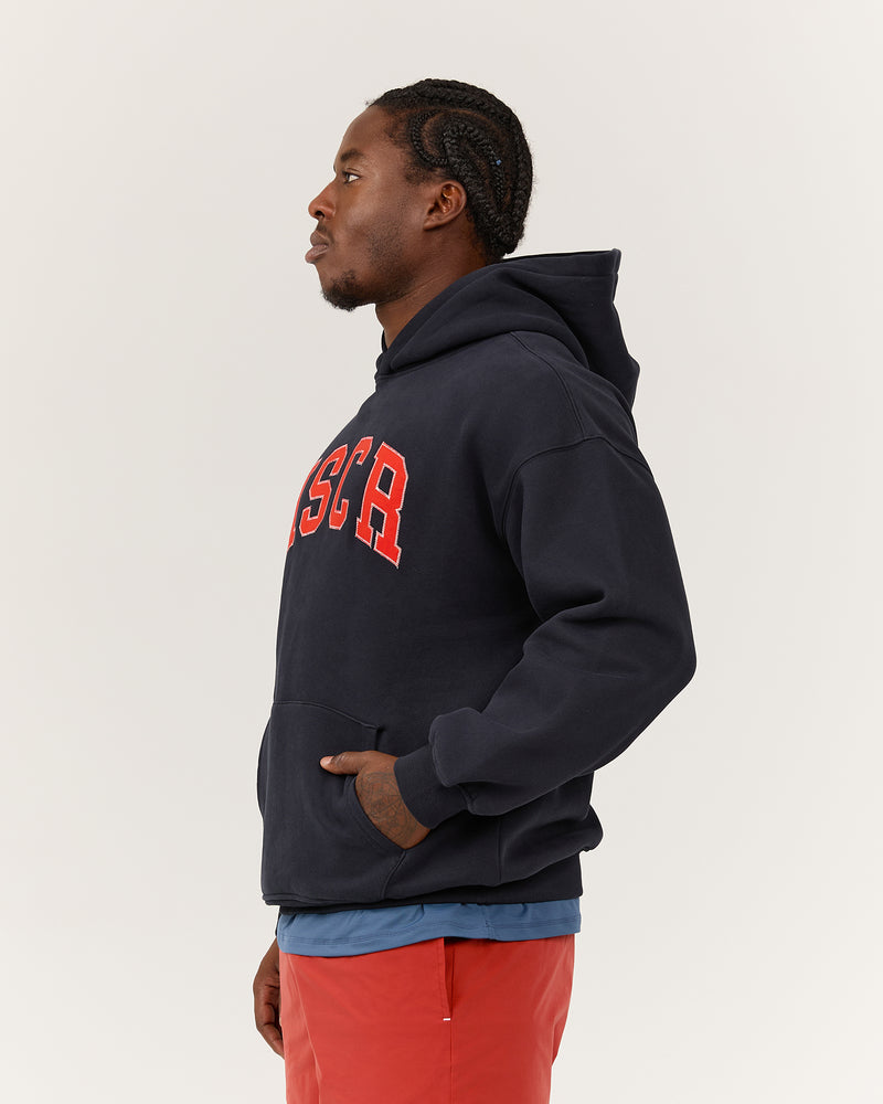 ShowMinorSavage Logo Hoodie Mサイズ MEN'S OVERSIZED HOODIE - MIDNIGHT NAVY RED MSCR COLLEGIATE
