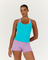 SMOOTH DOUBLE LAYER TANK - TURQUOISE