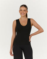 SMOOTH V NECK TANK - BLACK