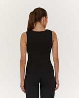 SMOOTH V NECK TANK - BLACK