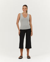SMOOTH V NECK TANK - HEATHER MARLE