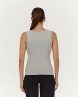 SMOOTH V NECK TANK - HEATHER MARLE