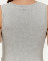 SMOOTH V NECK TANK - HEATHER MARLE