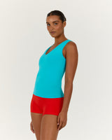 SMOOTH V NECK TANK - TURQUOISE