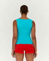 SMOOTH V NECK TANK - TURQUOISE