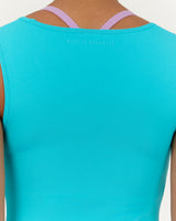 SMOOTH V NECK TANK - TURQUOISE