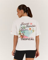 BOXY TEE - OFF WHITE SOMEWHERE TROPICAL