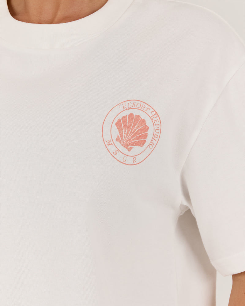 BOXY TEE - OFF WHITE SOMEWHERE TROPICAL