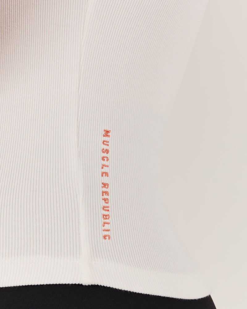 AGILITY RIBBED TANK TOP - IVORY SOMEWHERE TROPICAL