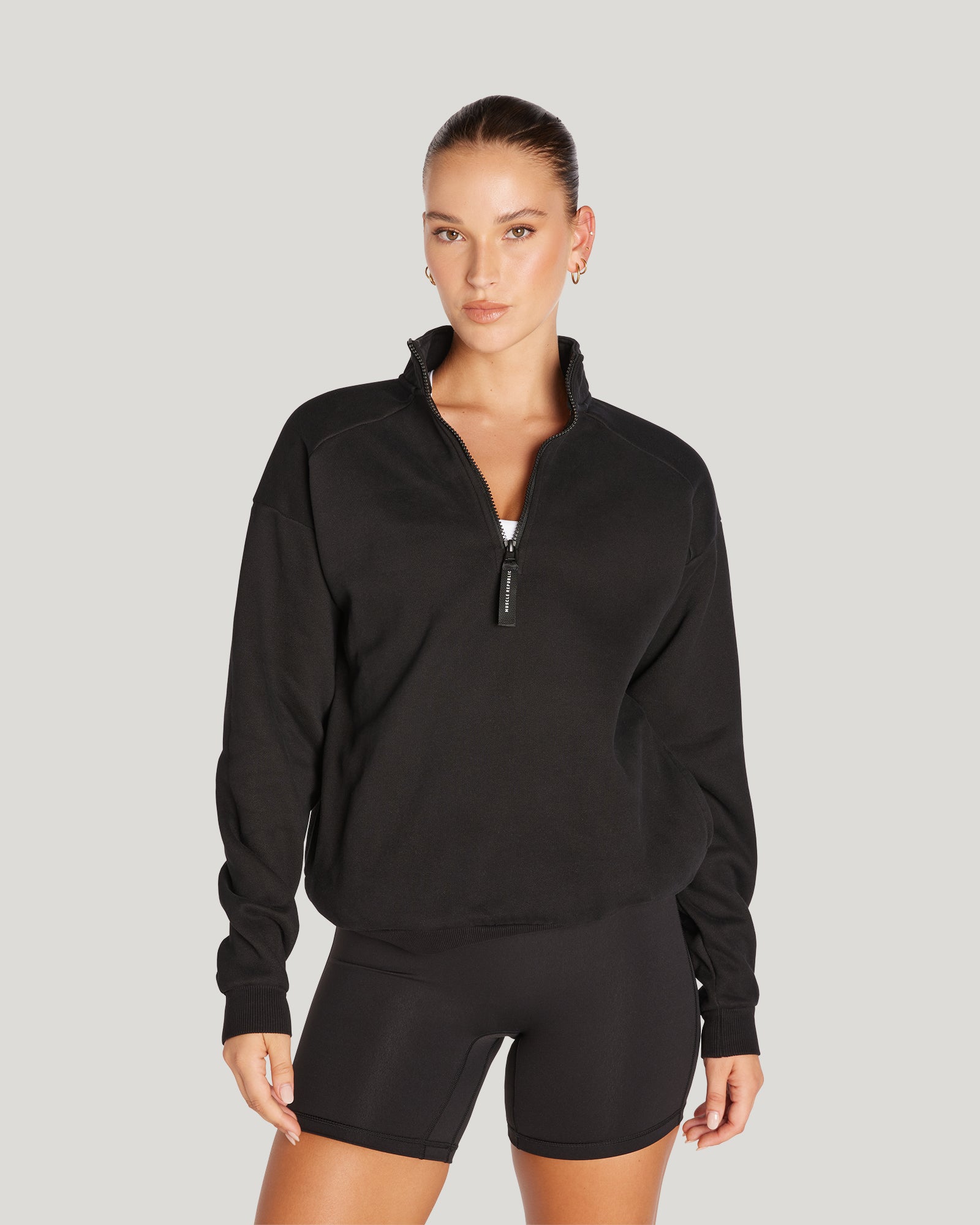 SPORTS 1/4 ZIP JUMPER BLACK MUSCLE REPUBLIC