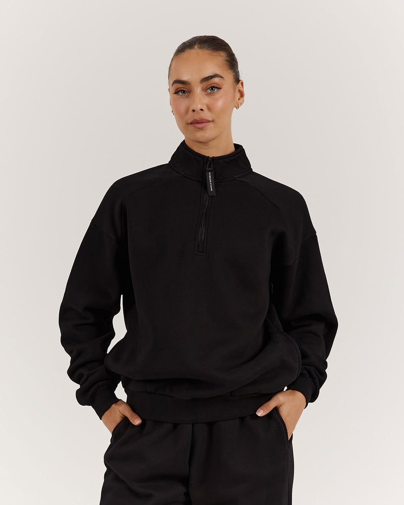 SPORTS 1/4 ZIP JUMPER - BLACK