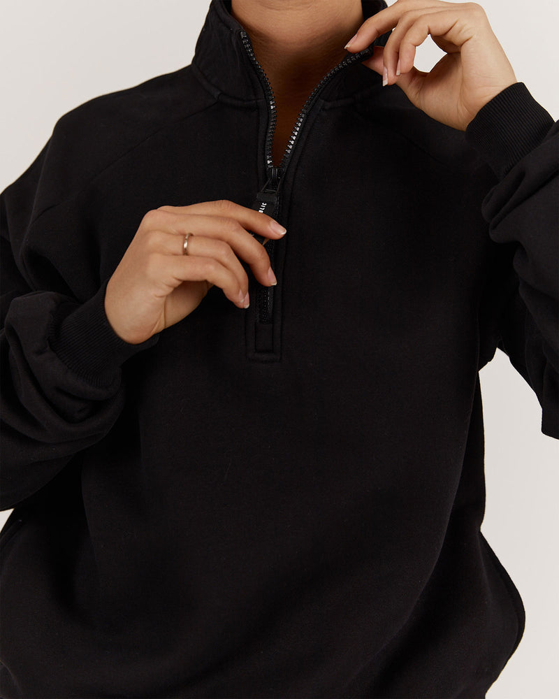 SPORTS 1/4 ZIP JUMPER - BLACK