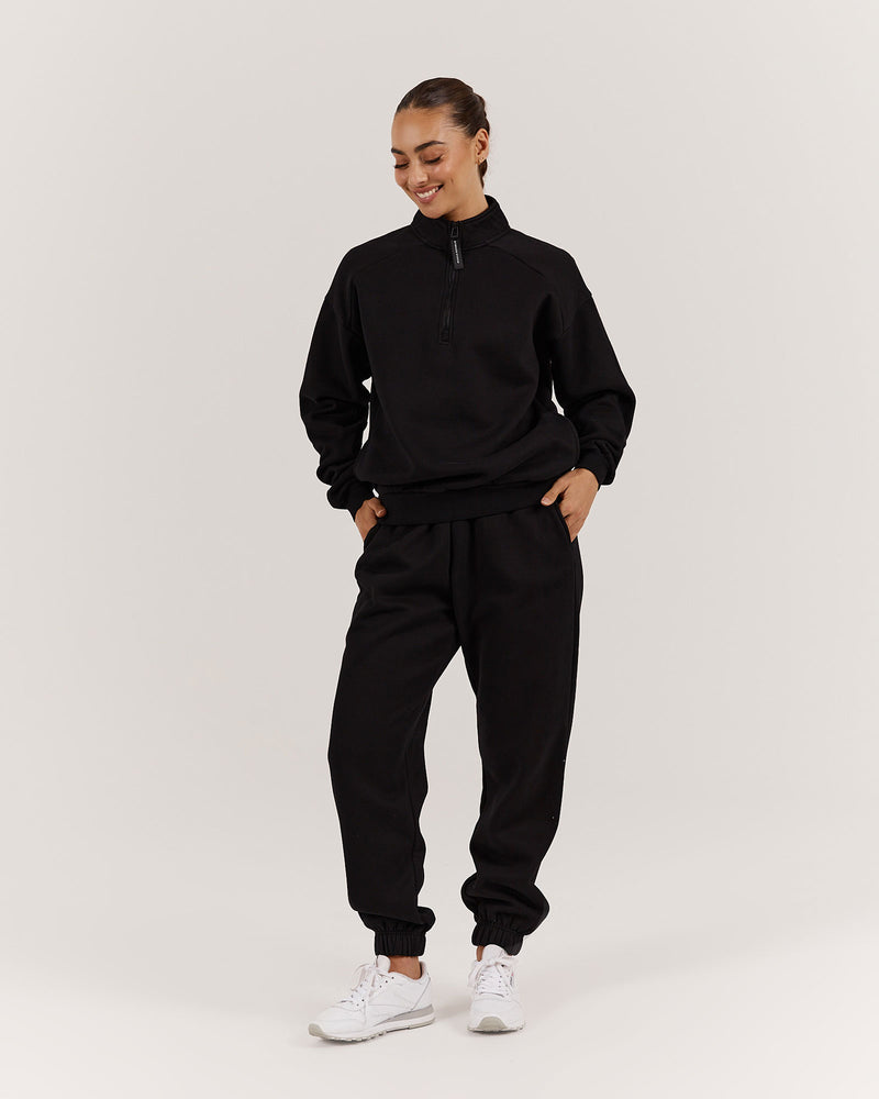 SPORTS 1/4 ZIP JUMPER - BLACK