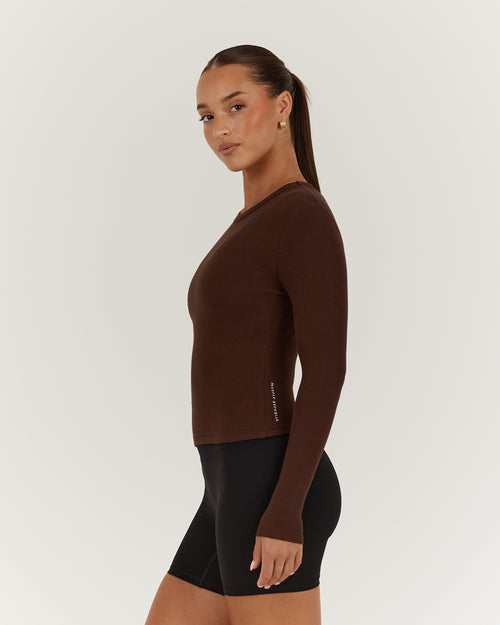 STANCE RIBBED LONG SLEEVE TOP - CHOCOLATE