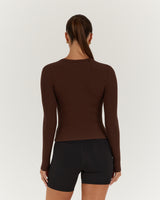 STANCE RIBBED LONG SLEEVE TOP - CHOCOLATE