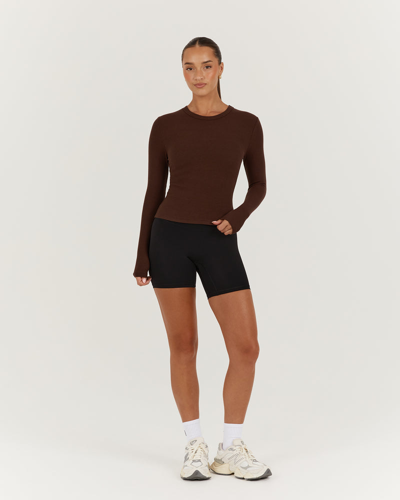 STANCE RIBBED LONG SLEEVE TOP - CHOCOLATE