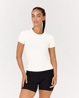 STANCE RIBBED SHORT SLEEVE TOP - IVORY