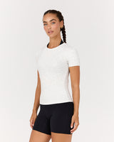 STANCE RIBBED SHORT SLEEVE TOP - SNOW GREY