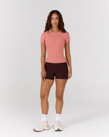 STANCE RIBBED SHORT SLEEVE TOP - DUSTY ROSE