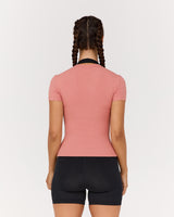 STANCE RIBBED SHORT SLEEVE TOP - DUSTY ROSE
