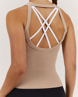 FORM RIBBED TANK TOP - ALMOND