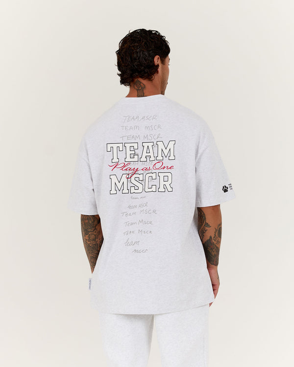 MENS TEAM MSCR OVERSIZED TEE - SNOW GREY