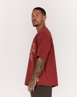 MENS HEAVY BOXY TEE - FADED BRICK TERRAIN