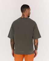 MENS HEAVY BOXY TEE - FADED COMBAT GREEN TERRAIN