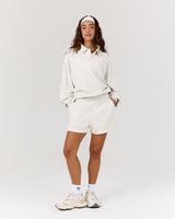 TERRY BUTTON UP SWEATSHIRT - SNOW GREY