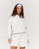TERRY BUTTON UP SWEATSHIRT - SNOW GREY