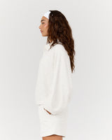 TERRY BUTTON UP SWEATSHIRT - SNOW GREY