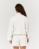 TERRY BUTTON UP SWEATSHIRT - SNOW GREY