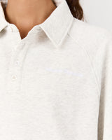 TERRY BUTTON UP SWEATSHIRT - SNOW GREY