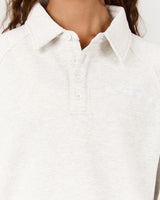 TERRY BUTTON UP SWEATSHIRT - SNOW GREY
