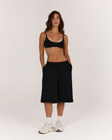 TERRY LONG SHORTS - BLACK