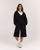 TERRY V NECK JUMPER - BLACK