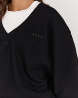 TERRY V NECK JUMPER - BLACK