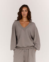 TERRY V NECK JUMPER - DOVE