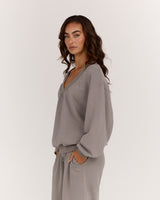 TERRY V NECK JUMPER - DOVE