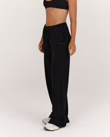 TERRY WIDE LEG PANT - BLACK
