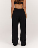TERRY WIDE LEG PANT - BLACK