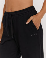 TERRY WIDE LEG PANT - BLACK